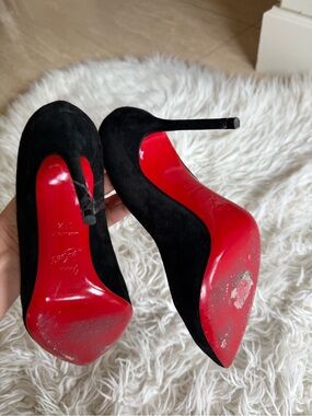 Christian Louboutin Black Suede Stiletto Pumps size 37.5